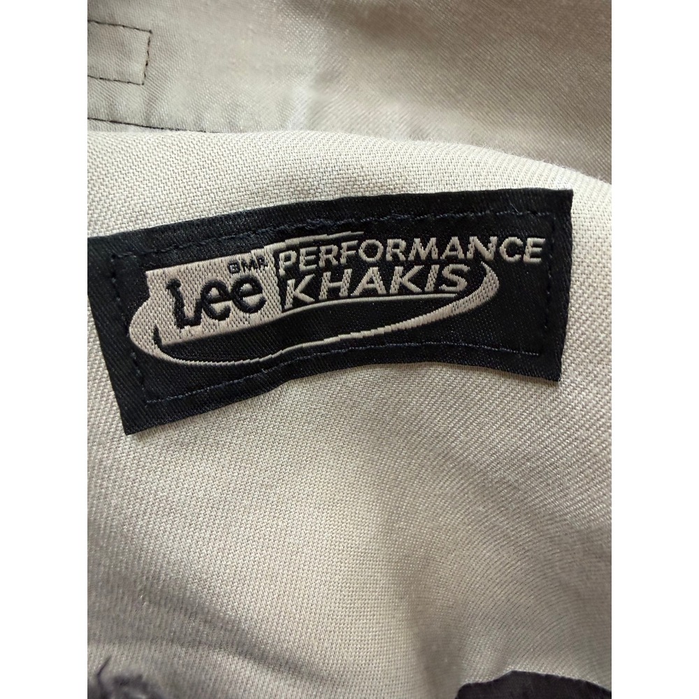Lee Performance Khakis Mens Charcoal Gray Brown Flat Front Cotton Pants 36x30 - Picture 10 of 10